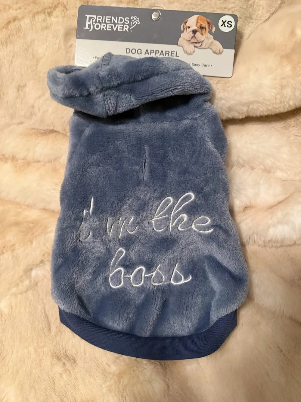 Plush Dog Hoodie - Blue XS